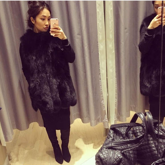 Real rabbit fur vest black xs-s - Picture 1 of 4